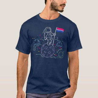 Camiseta Astronauta na Lua que segura bandeira Biseal no
