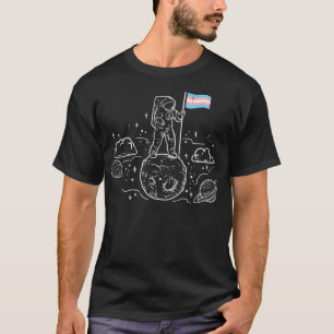 Camiseta Astronauta Na Lua Transgênero Flag Trans Pride Fla