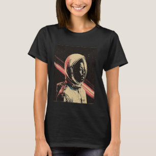 Camiseta Astronauta Negro Retro Explorando o Espaço Sideral