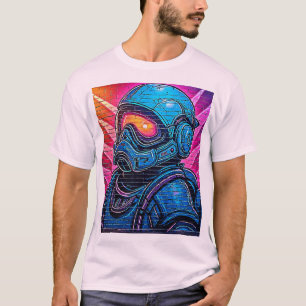 Camiseta Astronauta Neon Cyberpunk