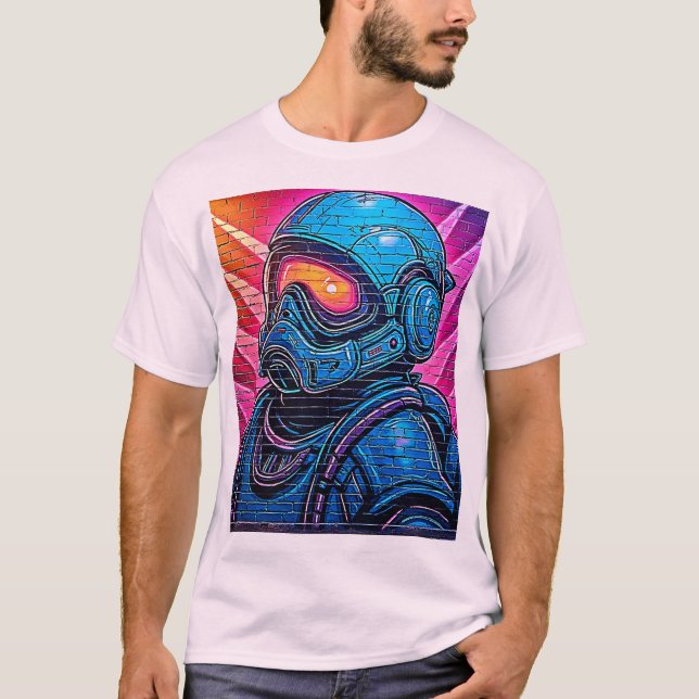 Camiseta Astronauta Neon Cyberpunk (Frente)