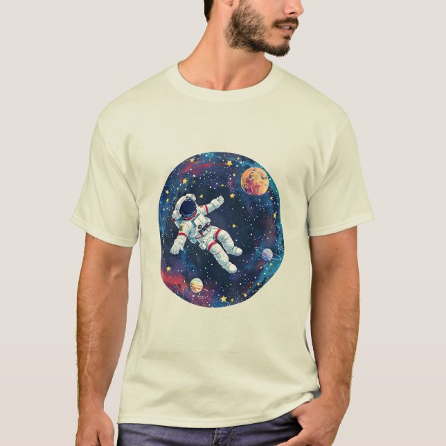 Camiseta Astronauta no Espaço Colorido (Frente)