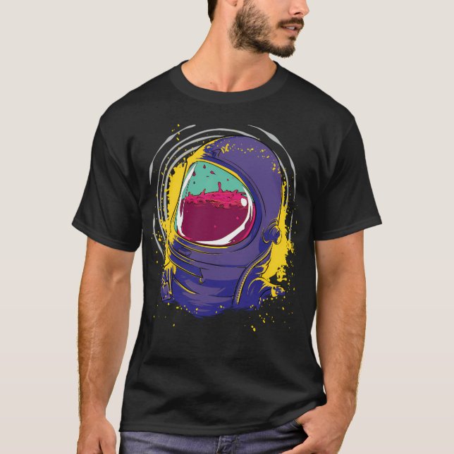 Camiseta Astronauta No Espaço Com Mack Preenchido Com Gbit  (Frente)