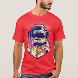 Camiseta Astronauta no espaço com pizza e T-Shirt rosquinha