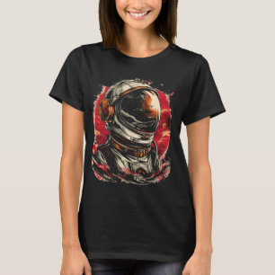 Camiseta astronauta no espaço com planetas em galáxias apes