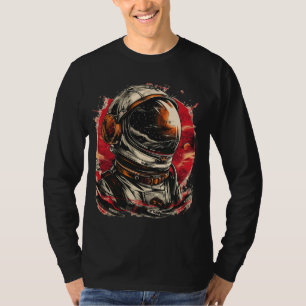Camiseta astronauta no espaço com planetas em galáxias apes