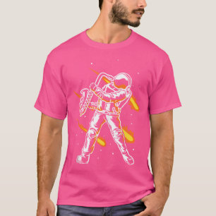 Camiseta Astronauta No Espaço Com Saxofone Jazz Engraçado S
