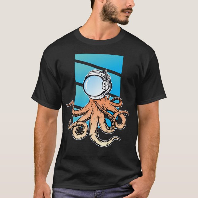 Camiseta Astronauta No Oceano - Mar Azul - Helm Astronauta (Frente)