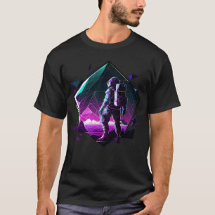Camiseta Astronauta no Planeta de Ondas Estéticas Espaciais