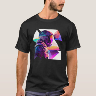 Camiseta Astronauta no Planeta de Ondas Estéticas Espaciais