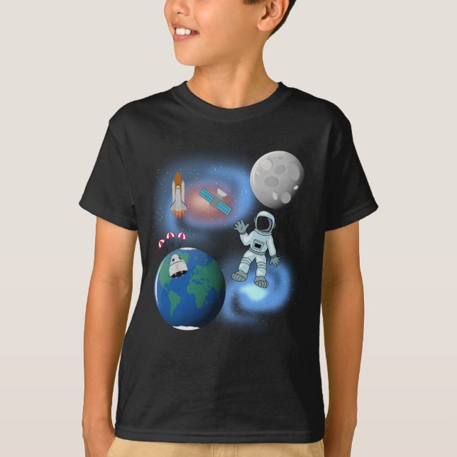 Camiseta Astronauta no Tema da Galáxia Espacial (Frente)