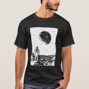 Camiseta Astronauta olhando para a Lua Espaço e Galáxia Exp