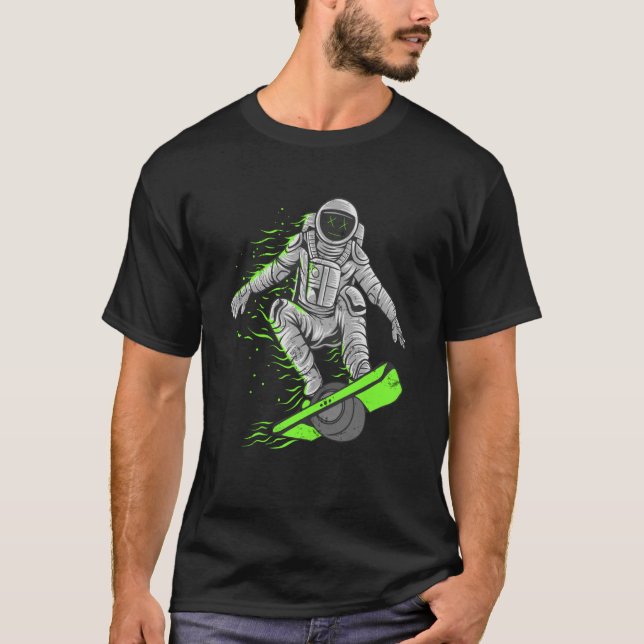 Camiseta astronauta OneWheelate Proprietário flutuante de u (Frente)
