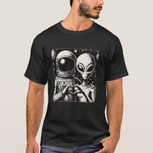 Camiseta Astronauta & OVNIs de Alien Sinal de Mão de Amor