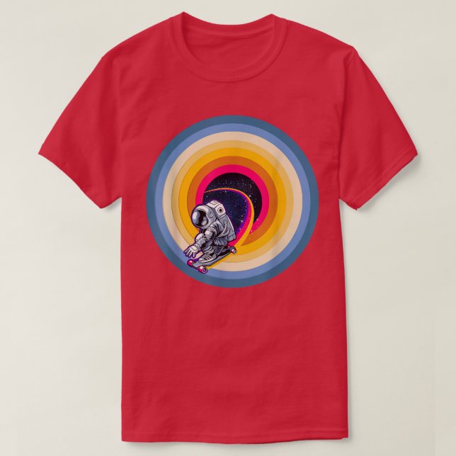 Camiseta Astronauta - Painel De Esboço No Skate Arco-Íris D (Frente do Design)
