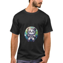 Astronauta Panda giro flutuando na frente da terra