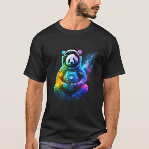 Camiseta Astronauta Panda No Espaço Animal Colorido Cósmico