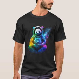 Camiseta Astronauta Panda No Espaço Animal Colorido Cósmico