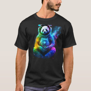 Camiseta Astronauta Panda no Espaço Cósmico Corajoso Ani
