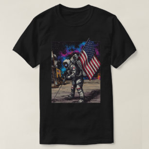 Camiseta Astronauta Patriótico Com Bandeira Americana