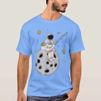 Camiseta Astronauta Pesca de Bitmoney Mercado de Ações T-Sh