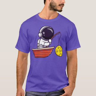 Camiseta Astronauta Pesca Moon Boat Cartoon