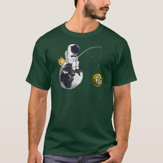 Camiseta Astronauta Pescaria Dogecoin Crypto Currency Moon 