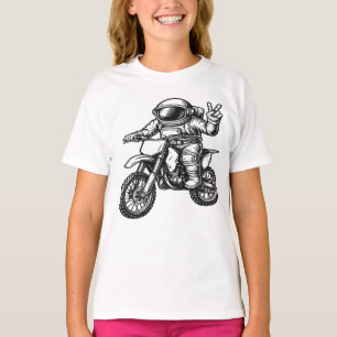 Camiseta Astronauta Pilotando Moto de Trilha