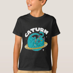 Camiseta Astronauta Planeta de Gato Saturno Astronomia Love