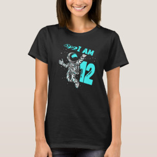 Camiseta Astronauta Planeta Espacial Feliz 12 Aniversário