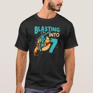 Camiseta Astronauta Planeta Espacial Feliz 7 Aniversário