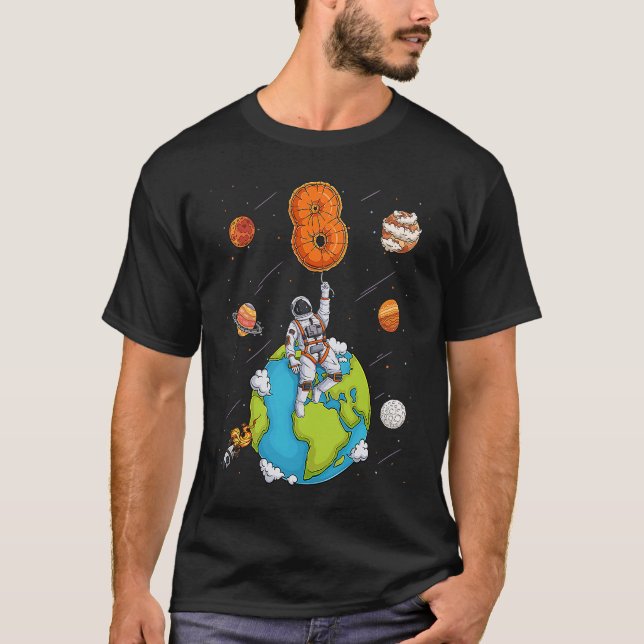 Camiseta Astronauta Planeta Espaço 8 Oito Anos 8º Nasciment (Frente)