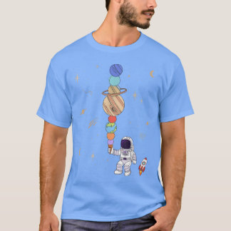 Camiseta Astronauta Planetas Sorvetes Espaciais Astronomia 
