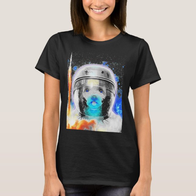 Camiseta Astronauta Poodle Dog Poodle Cachorro Povoado Cach (Frente)