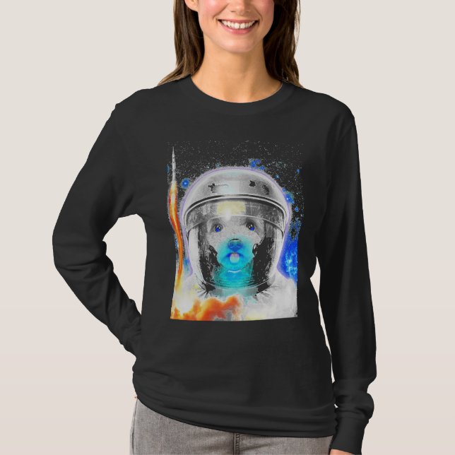 Camiseta Astronauta Poodle Dog Poodle Cachorro Povoado Cach (Frente)
