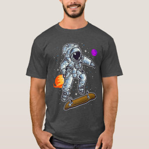 Camiseta Astronauta Pousando No Skate Do Foguete No Espaço