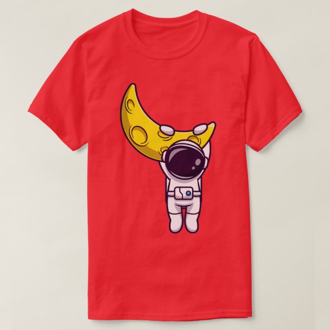Camiseta Astronauta Prendendo Em Cartoon De Lua1 (Frente do Design)
