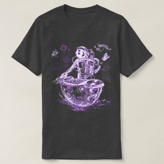 Camiseta Astronauta Psicodélico Música DJ Techno EDM Festiv (Frente do Design)