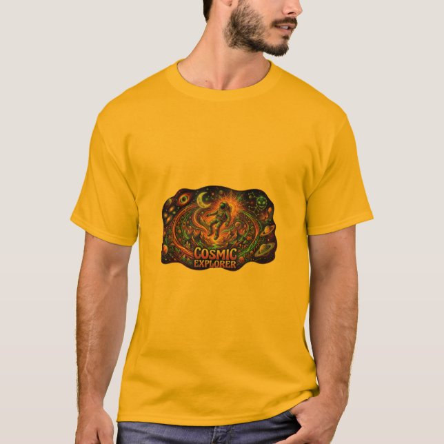 Camiseta Astronauta Psicodélico Retro Explorador C (Frente)