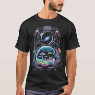 Camiseta Astronauta Psicodélico Segurando Cósmico Vintage