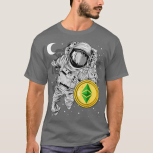 Camiseta Astronauta Que Atinge A Moeda Ética Clássica Do Ee