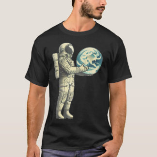Camiseta Astronauta Que Mantém A Terra Tipo1