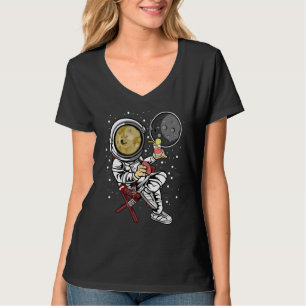 Camiseta Astronauta Retimento Cão De Dogecoina Moedas Para