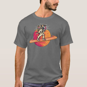 Camiseta Astronauta Retro Funky com Caixa de Boombox
