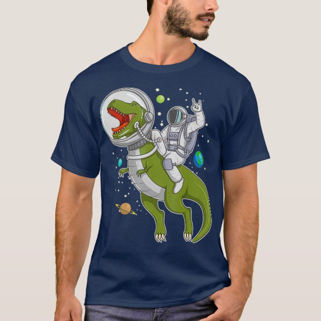 Camiseta Astronauta Riding T-Rex Dinossaur Astro T-Rex Gift (Frente)