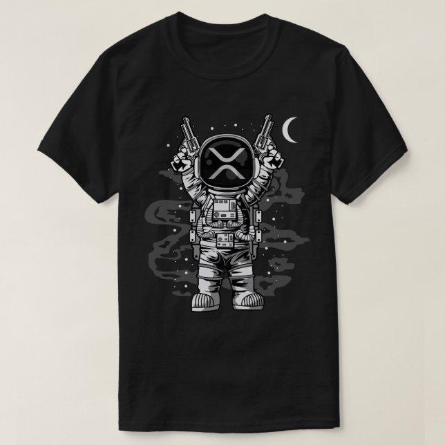 Camiseta Astronauta Ripple da Lua XRP Crypto Coin HODL (Frente do Design)