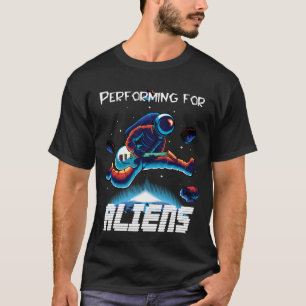 Camiseta Astronauta Rocking Guitar em concerto espacial