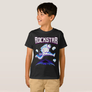 Camiseta Astronauta Rockstar tocando violão no espaço T-Shi