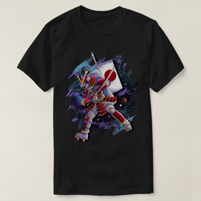 Camiseta Astronauta Samurai SciFi Japão Art Otaku Japonês (Frente do Design)