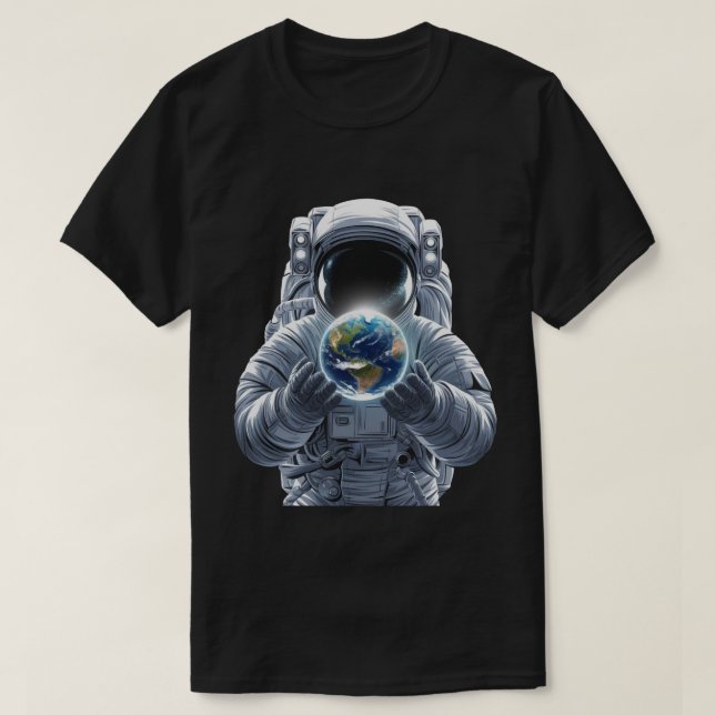 Camiseta Astronauta Segurando a Terra  (Frente do Design)